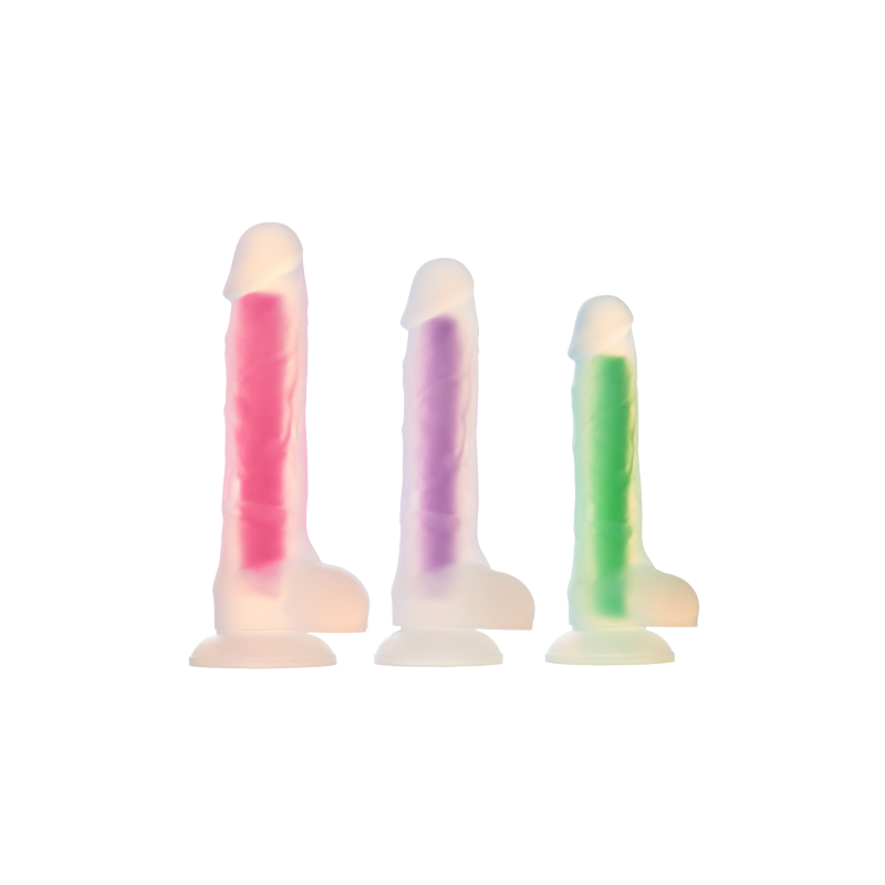 RADIANT SOFT SILICONE GLOW IN THE DARK DILDO LARGE PINK